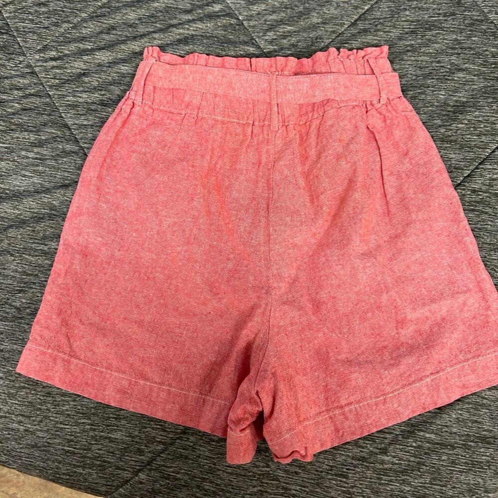 Draper James RSVP Linen Blend Paperbag Waist Shorts Coral Pink Tie Waist Size S - Picture 6 of 9
